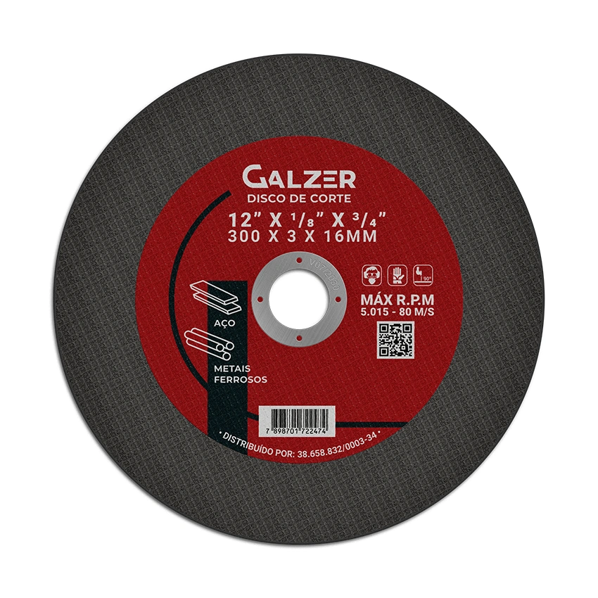 Disco de Corte para Aços e Metais Ferrosos 12" 16mm