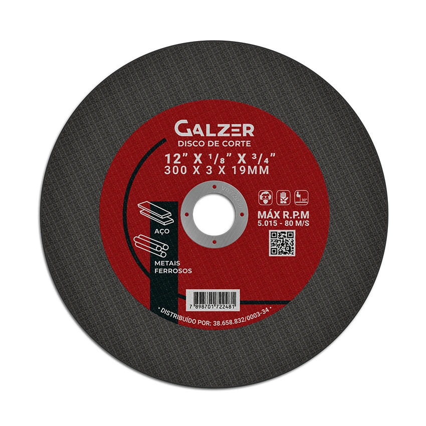 Disco de Corte para Aços e Metais Ferrosos 12" 19mm